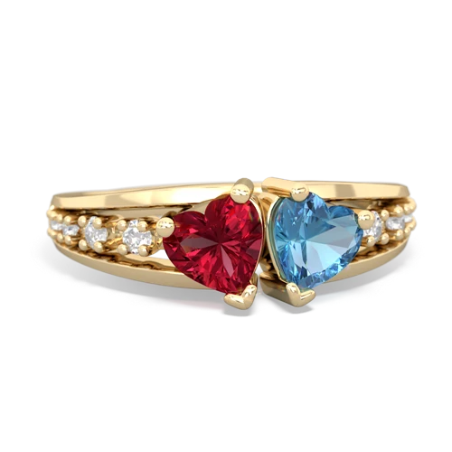 lab ruby-blue topaz modern ring