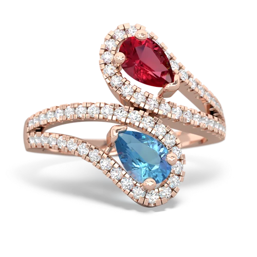 lab ruby-blue topaz pave swirls ring