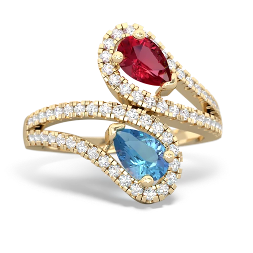 lab ruby-blue topaz pave swirls ring