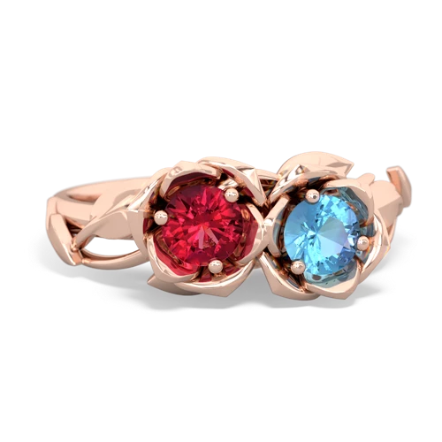 lab ruby-blue topaz roses ring