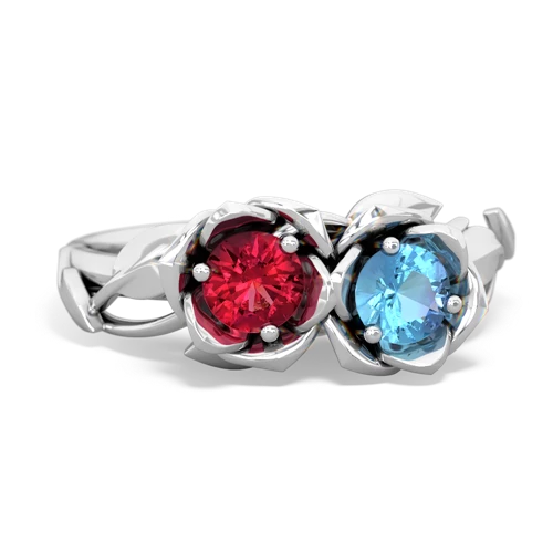 lab ruby-blue topaz roses ring