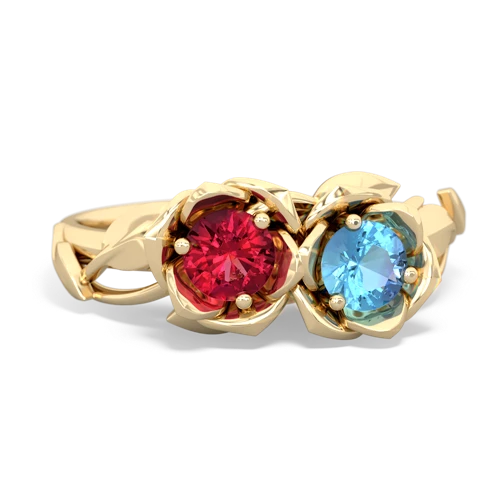 lab ruby-blue topaz roses ring