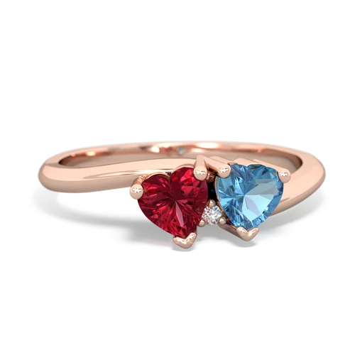 Lab Ruby Lab Created Ruby with Genuine Swiss Blue Topaz Sweetheart's Promise ring Ring