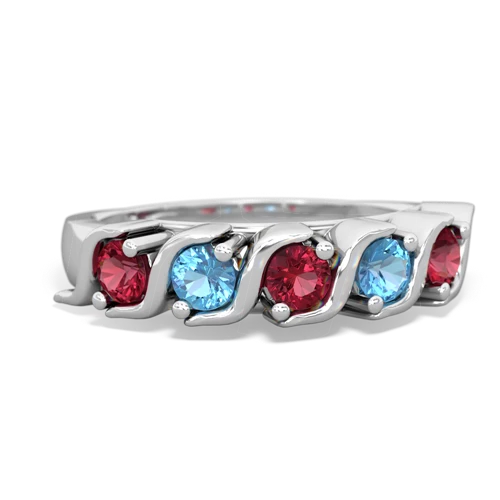 lab ruby-blue topaz timeless ring