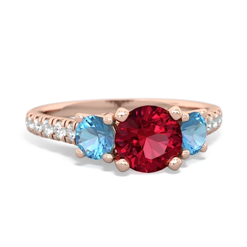 Lab Ruby Lab Created Ruby with Genuine Swiss Blue Topaz and  Pave Trellis ring Ring