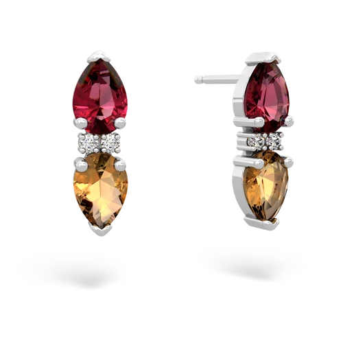 lab ruby-citrine bowtie earrings