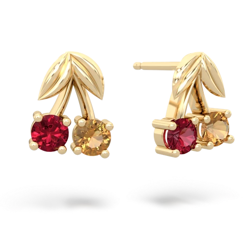 lab ruby-citrine cherries earrings