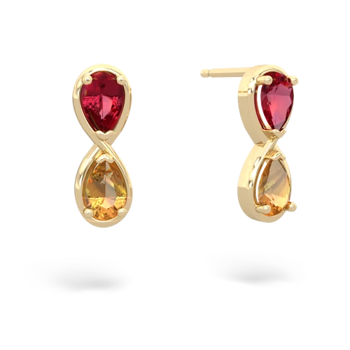 lab ruby-citrine infinity earrings