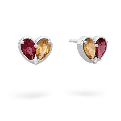 lab ruby-citrine one heart earrings