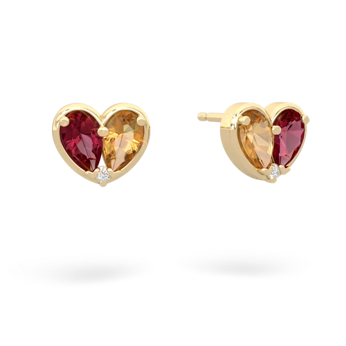 lab ruby-citrine one heart earrings
