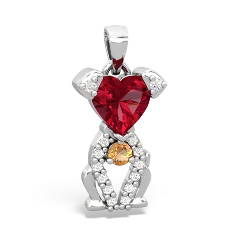 Lab Ruby Lab Created Ruby with Genuine Citrine Puppy Love pendant Pendant