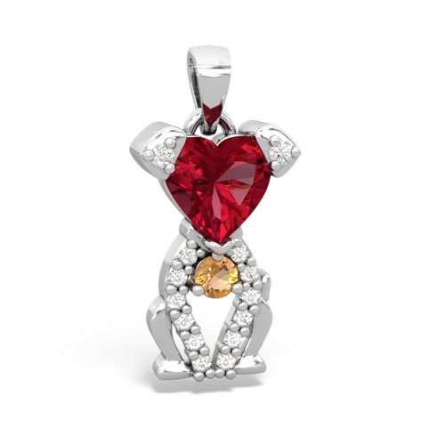 lab ruby-citrine birthstone puppy pendant