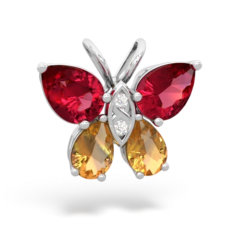 lab ruby-citrine butterfly pendant