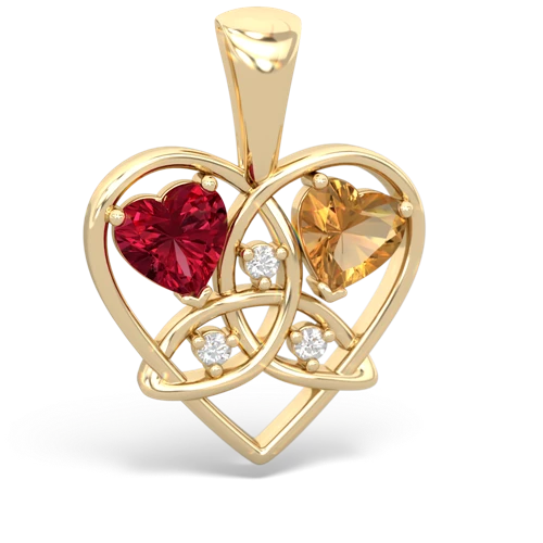 lab ruby-citrine celtic heart pendant