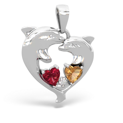 lab ruby-citrine dolphins pendant