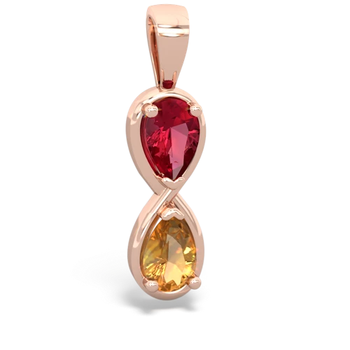 Lab Ruby Lab Created Ruby with Genuine Citrine Infinity pendant Pendant