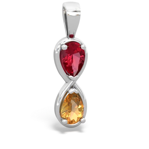 lab ruby-citrine infinity pendant