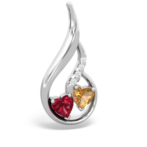 Lab Ruby Lab Created Ruby with Genuine Citrine Keepsake Curves pendant Pendant