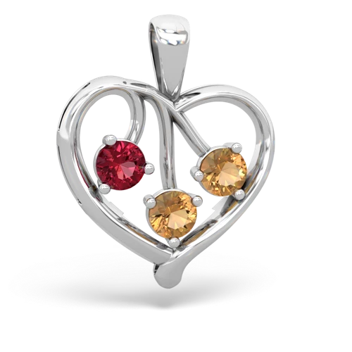 lab ruby-citrine love heart pendant