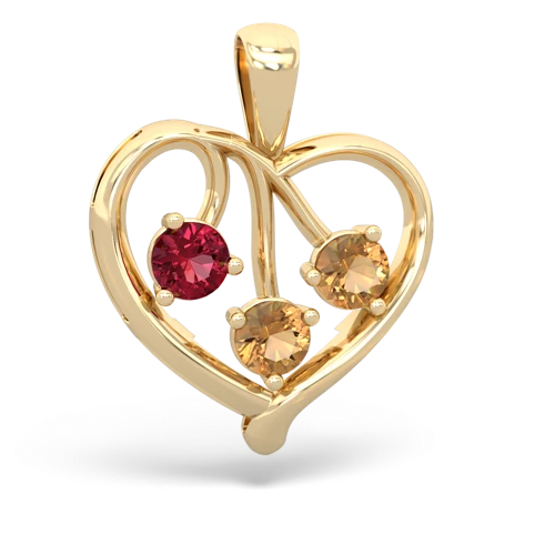 lab ruby-citrine love heart pendant