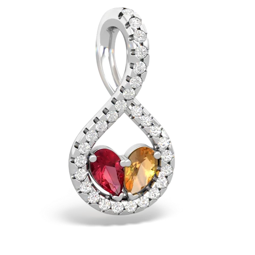 Lab Ruby Lab Created Ruby with Genuine Citrine PavÃ© Twist pendant Pendant