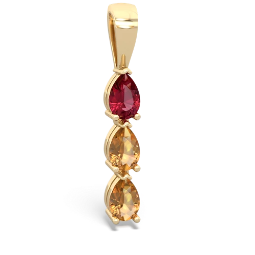 Lab Ruby Lab Created Ruby with Genuine Citrine and Genuine Fire Opal Three Stone pendant Pendant