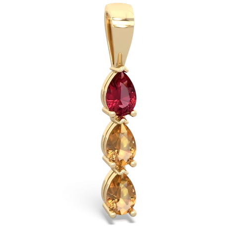 lab ruby-citrine three stone pendant