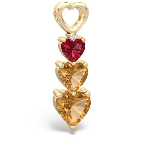 Lab Ruby Lab Created Ruby with Genuine Citrine and Lab Created Pink Sapphire Past Present Future pendant Pendant