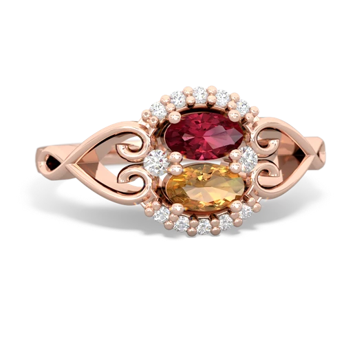 Lab Ruby Lab Created Ruby with Genuine Citrine Love Nest ring Ring