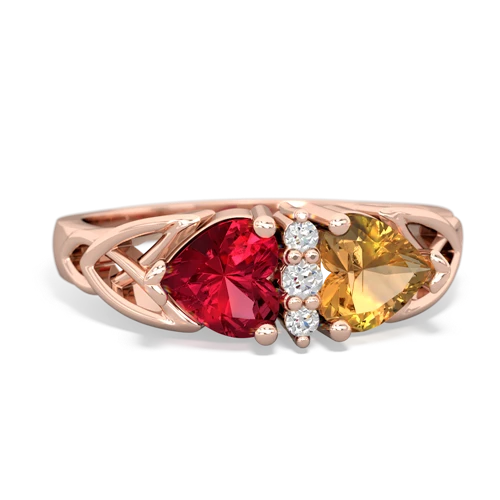 lab ruby-citrine celtic ring