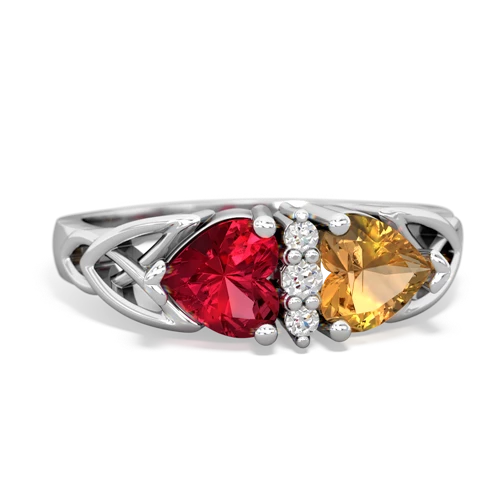 lab ruby-citrine celtic ring