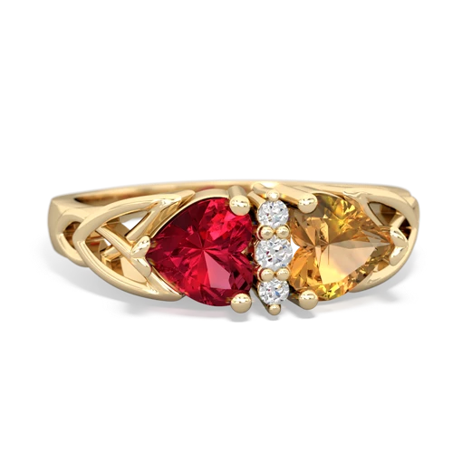 lab ruby-citrine celtic ring