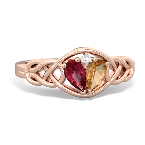 Lab Ruby Lab Created Ruby with Genuine Citrine Celtic Love Knot ring Ring