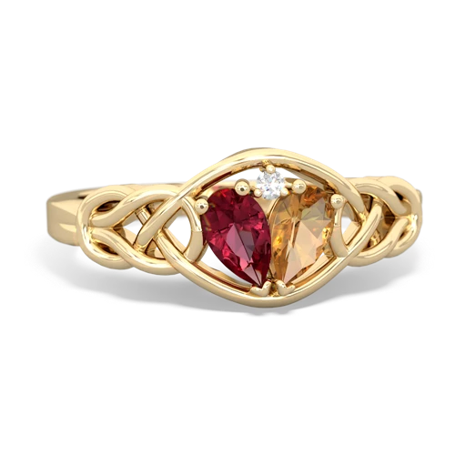 lab ruby-citrine celtic knot ring