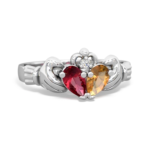 lab ruby-citrine claddagh ring