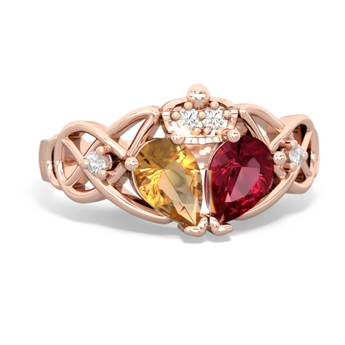 lab ruby-citrine claddagh ring