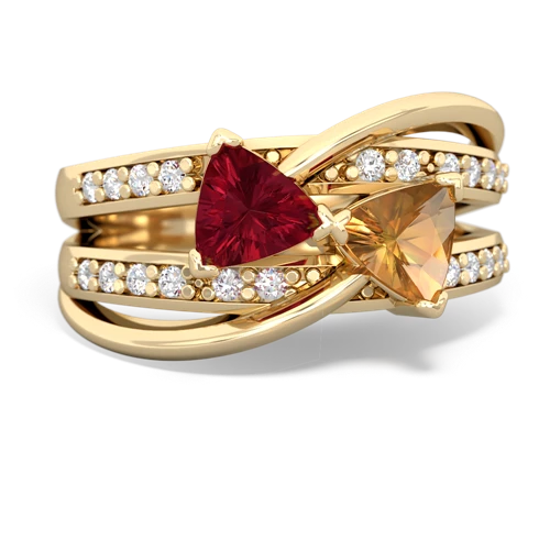 Lab Ruby Lab Created Ruby with Genuine Citrine Bowtie ring Ring