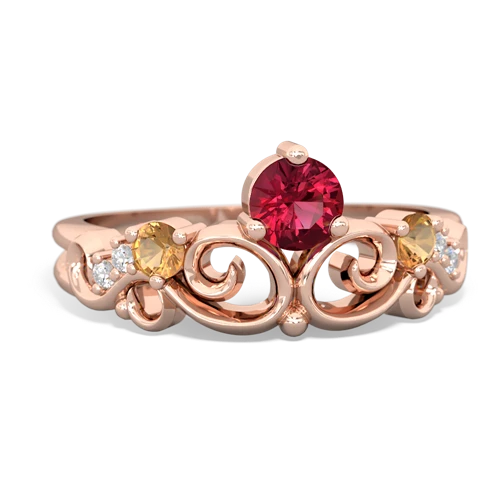 Lab Ruby Lab Created Ruby with Genuine Citrine and Lab Created Pink Sapphire Crown Keepsake ring Ring