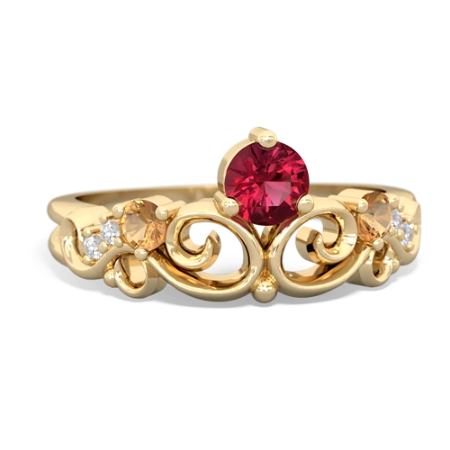 Lab Ruby Lab Created Ruby with Genuine Citrine and  Crown Keepsake ring Ring