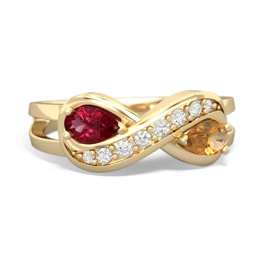 Lab Ruby Lab Created Ruby with Genuine Citrine Diamond Infinity ring Ring