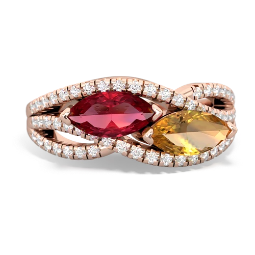 Lab Ruby Lab Created Ruby with Genuine Citrine Diamond Rivers ring Ring
