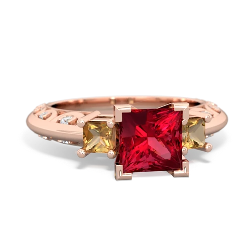 lab ruby-citrine engagement ring