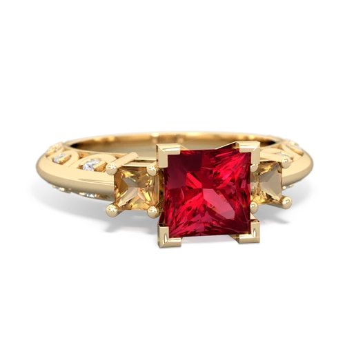 lab ruby-citrine engagement ring