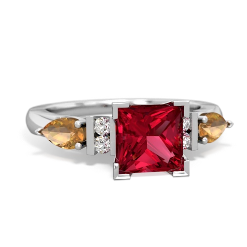 Lab Ruby Lab Created Ruby with Genuine Citrine and  Engagement ring Ring