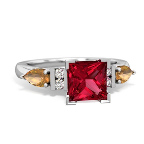 lab ruby-citrine engagement ring