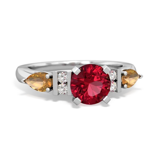 Lab Ruby Lab Created Ruby with Genuine Citrine and  Engagement ring Ring