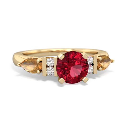 Lab Ruby Lab Created Ruby with Genuine Citrine and Genuine Emerald Engagement ring Ring