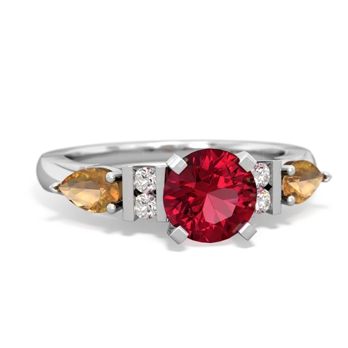 lab ruby-citrine engagement ring