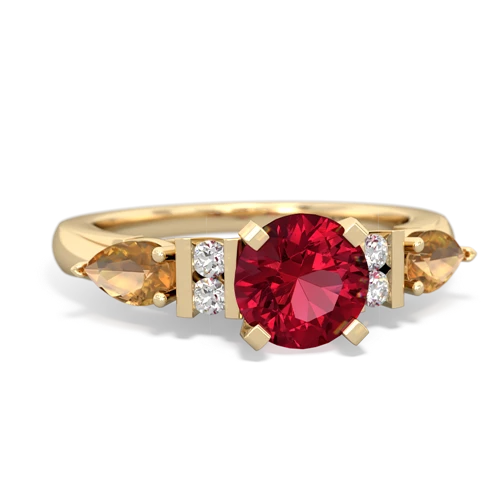 lab ruby-citrine engagement ring