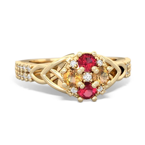 lab ruby-citrine engagement ring